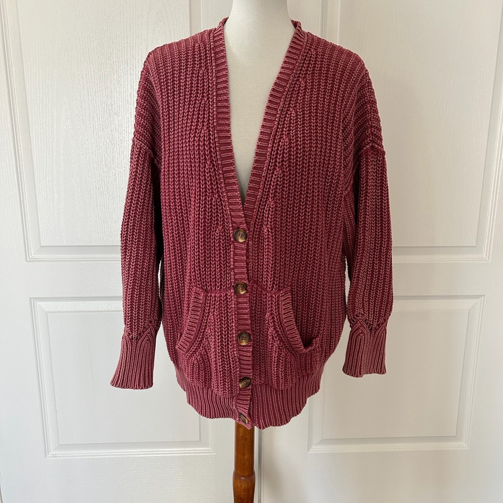 Sundance Dumont Acid Wash Chunky Knit Cardigan - Picture 2 of 4